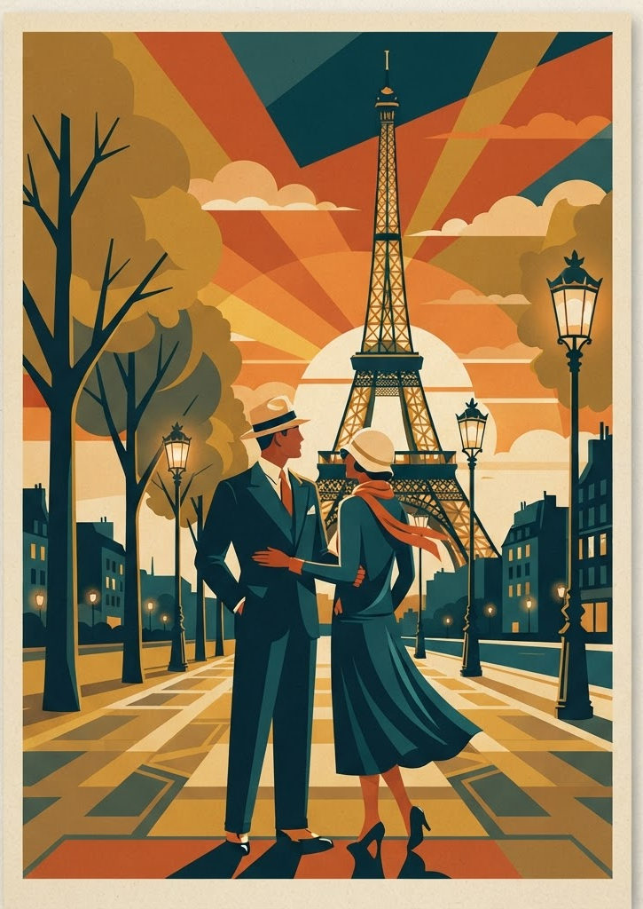 Vintage reisposter van Parijs, Île-de-France
