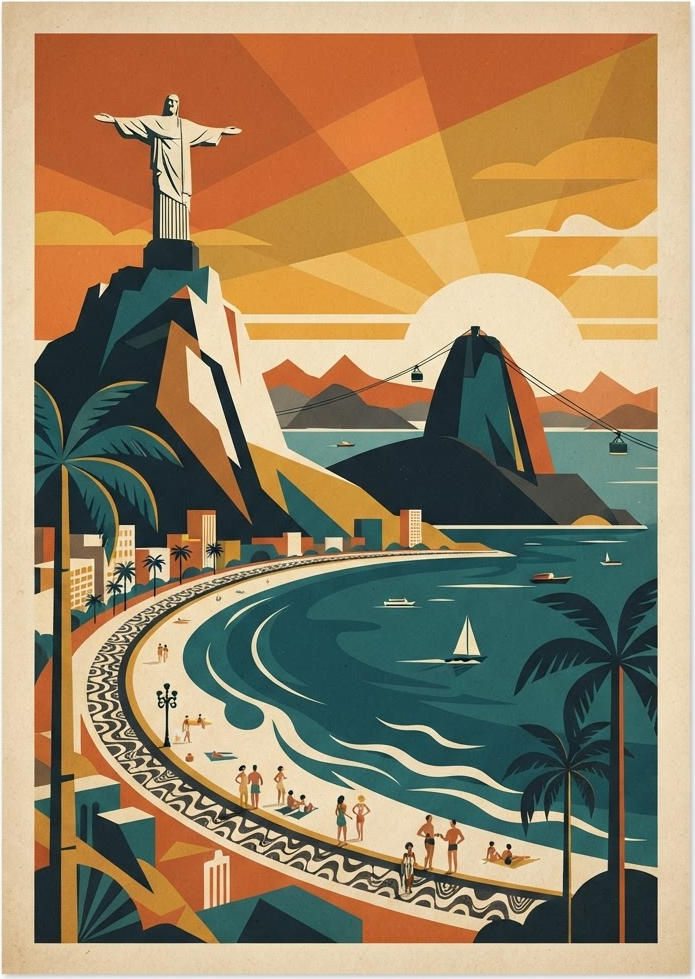 Vintage reisposter van Rio de Janeiro, Rio de Janeiro